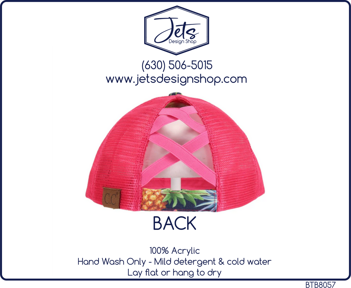 Tropical Print Criss-Cross High Pony C.C. Ball Cap
