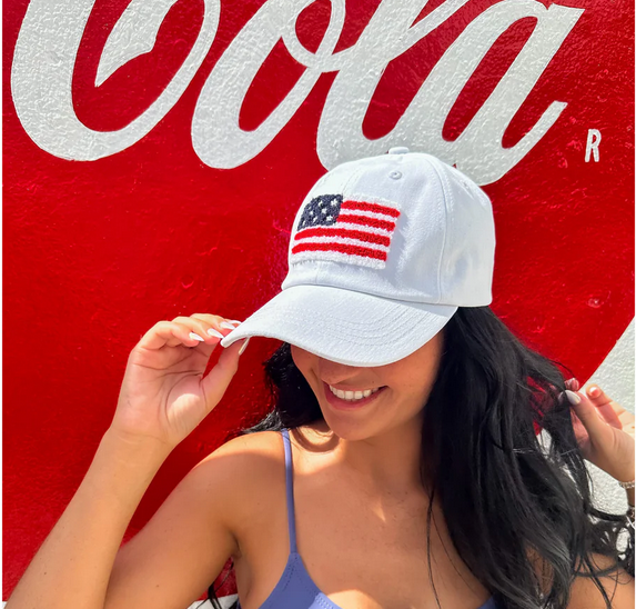Unisex Chenille USA Flag Patch C.C. Ball Cap