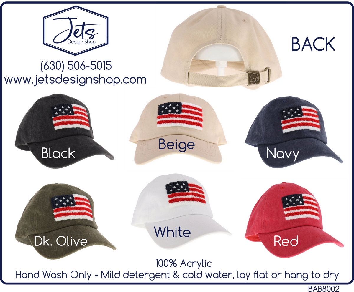 Unisex Chenille USA Flag Patch C.C. Ball Cap