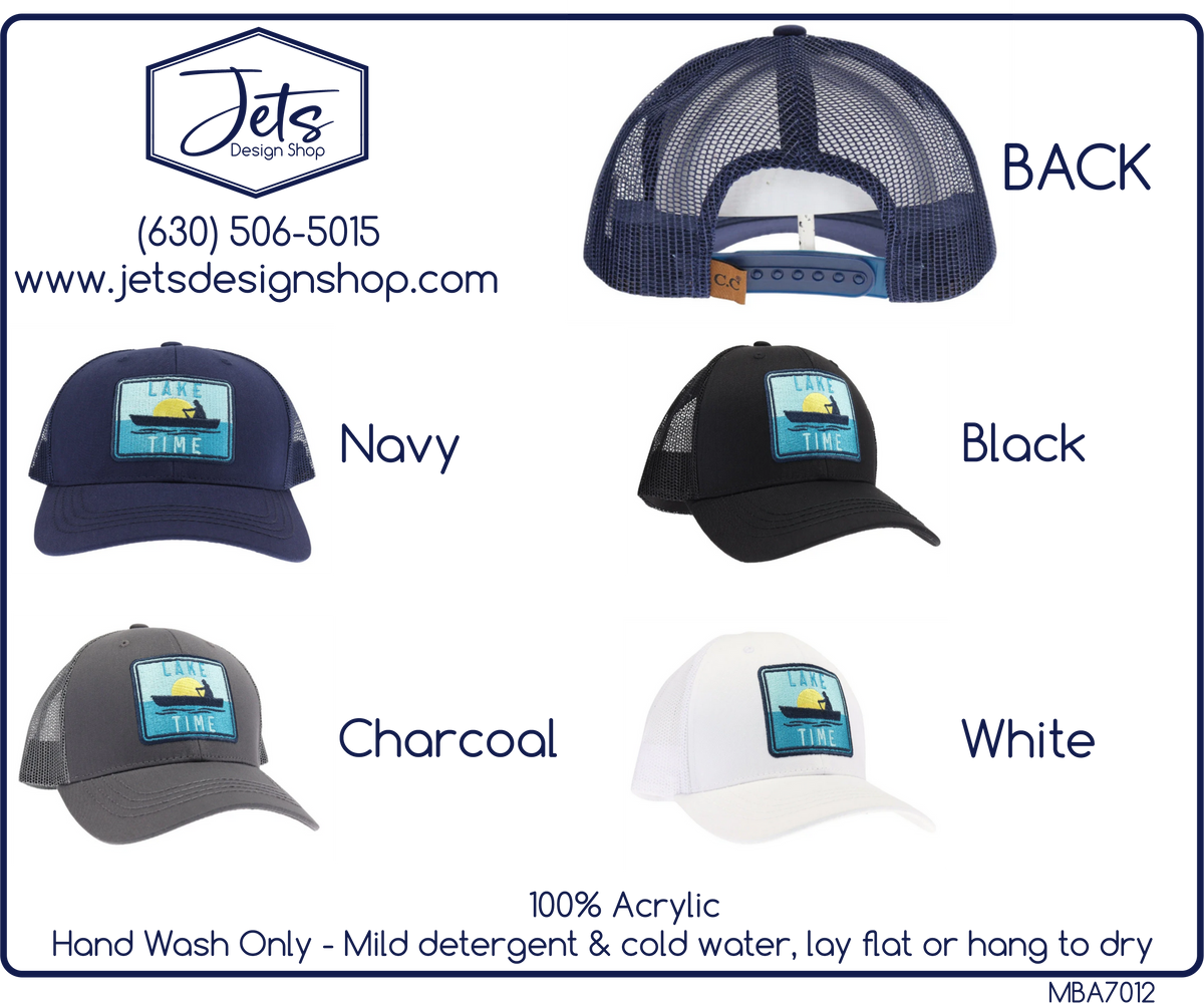 Unisex Embroidered Lake Time Patch C.C. Trucker Ball Cap