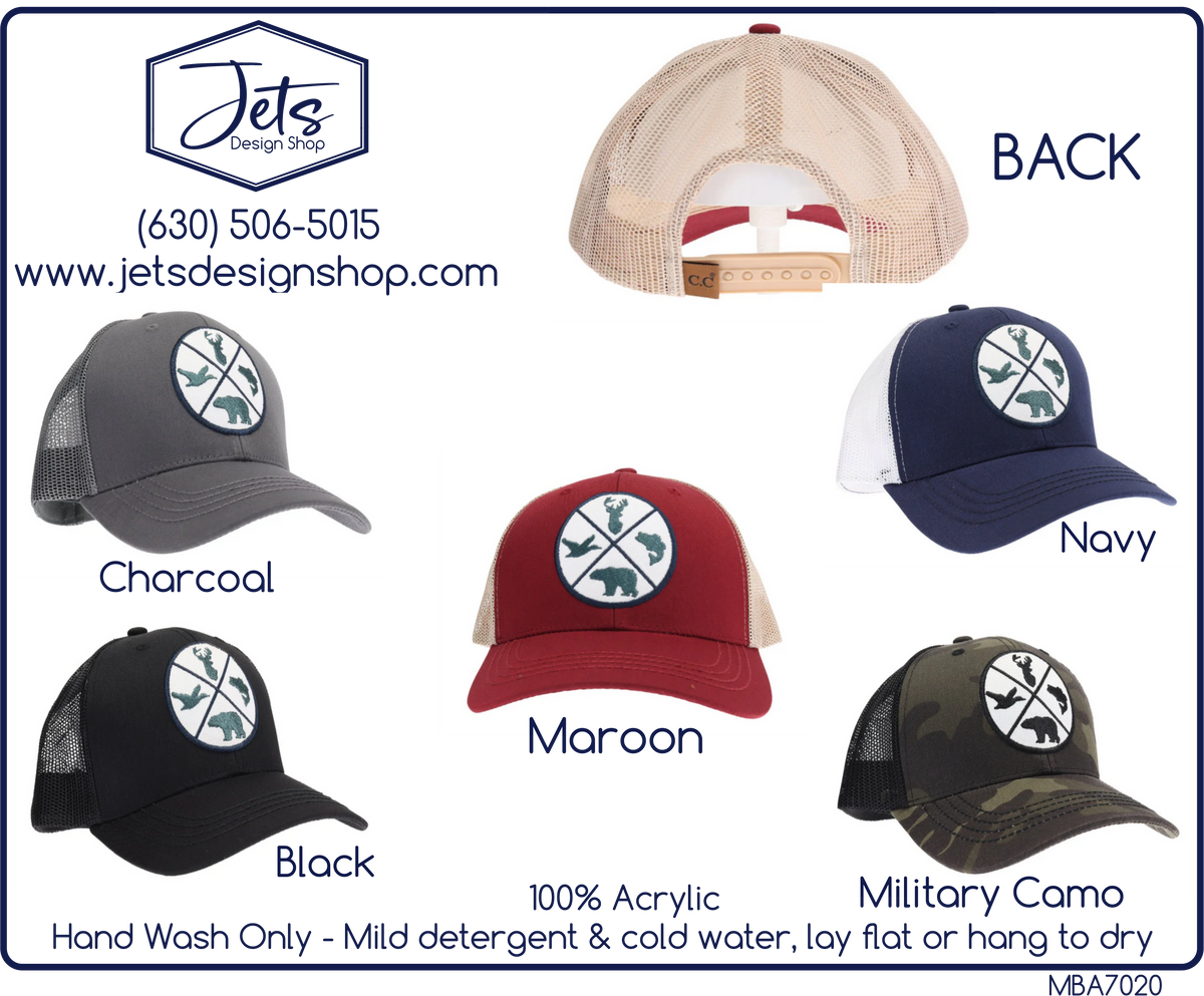 Unisex Embroidered Outdoor Patch C.C. Trucker Ball Cap