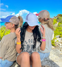 Washed Denim Criss-Cross High Pony C.C. Ball Cap