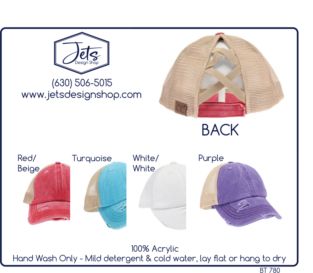 Washed Denim Criss-Cross High Pony C.C. Ball Cap