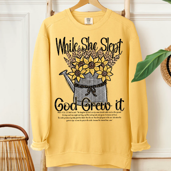 While She Slept God Grew It (Front)